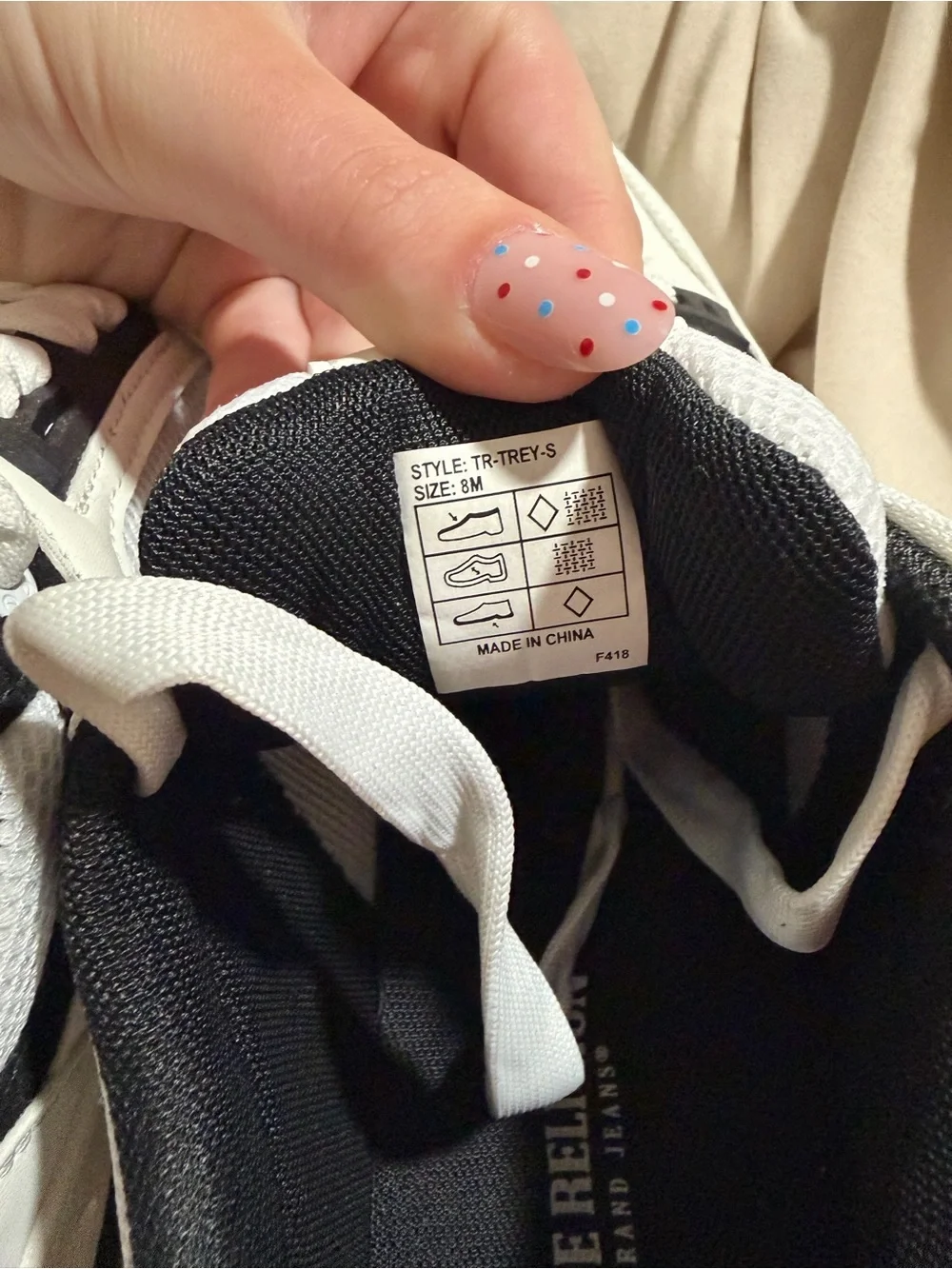 True Religion White and Black Star-Perforated Lace-Up Sneakers